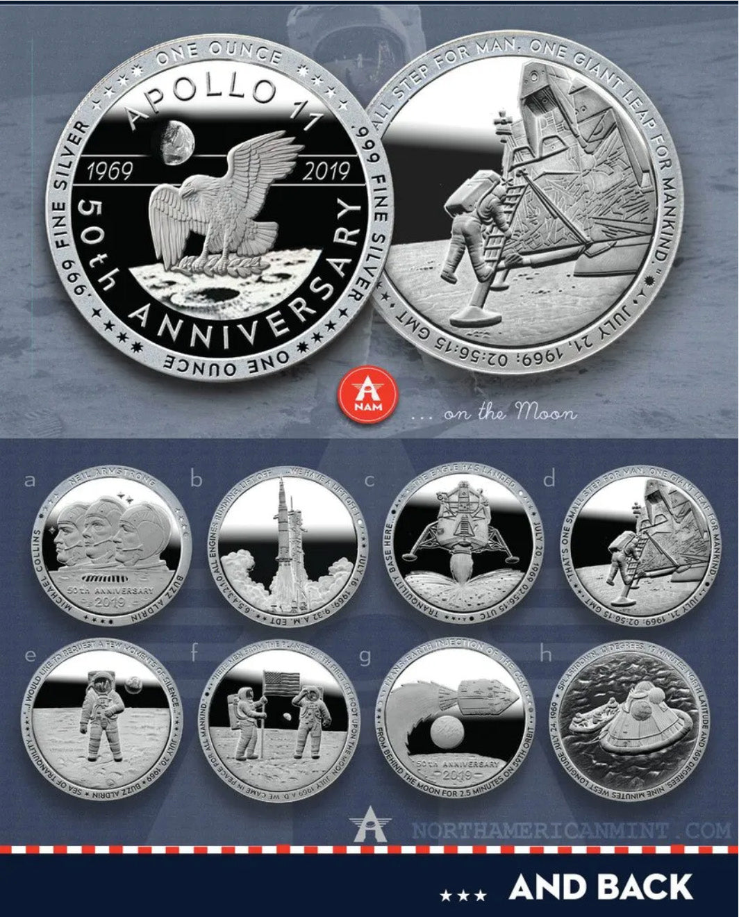 Apollo 11 50th Anniversary Silver Commemorative Set