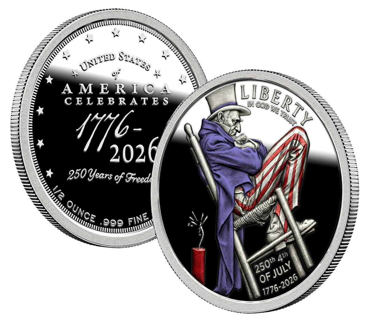 Uncle Sam USA 250 1/2-ounce round (Colorized Silver Round)