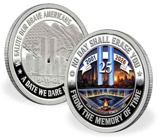 Colorized Silver Round Commemorating the 25th Anniversary of September 11th in New York City
